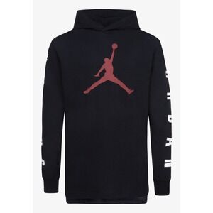 Jordan Boys XL Black Red Jumpman Long Sleeve Hooded T-Shirt 13-15 Years